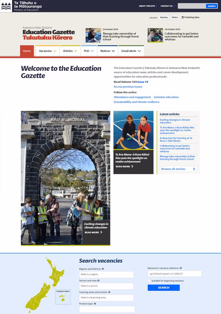 Education Gazette website